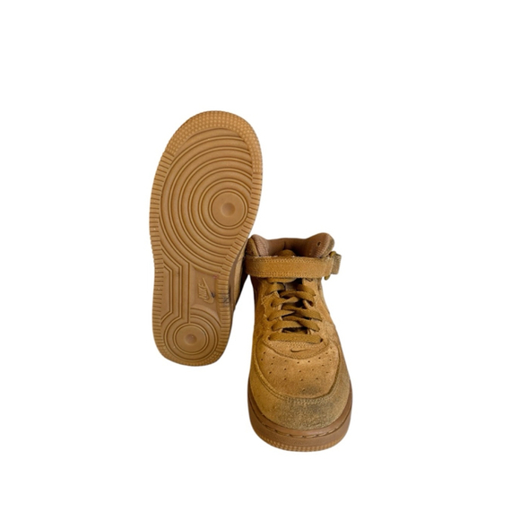 Nike Kids Force 1 Mid Wheat Suede Gum Soles [859337-701] Size 2Y​​​​ - Picture 6 of 8